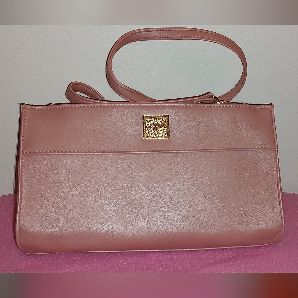 Rose Pink Bueno Leather Purse w/ Shoulder Crossbody Strap